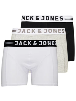 JACK & JONES Boxershorts SENSE TRUNKS 3-PACK NOOS graumeliert/schwarz/weiß