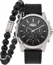 BUFFALO Quarzuhr (Set, 2 tlg., mit 1 Armband) schwarz / silber