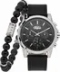 BUFFALO Quarzuhr (Set, 2 tlg., mit 1 Armband) schwarz / silber