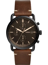 Armbanduhr mit Chronograph ''''THE COMMUTER'''' creme / braun / dunkelbraun / schwarz