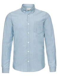 NOWADAYS Freizeithemd button-down washed blue denim