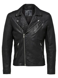 SELECTED HOMME Lamm Lederjacke schwarz