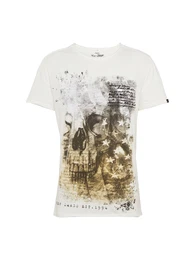 T-Shirt ''''MT WASHINGTON round'''' dunkelgelb / rauchgrau / offwhite