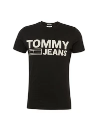 Tommy Jeans Logo-Shirt mit Print schwarz / weiß