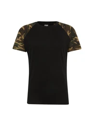 T-Shirt schwarz / hellbraun / grün / khaki