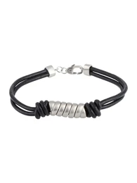 ROYAL-EGO Lederarmband Twisted schwarz / silber