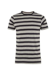 JACK & JONES T-Shirt JJESTRIPE TEE SS CREW NECK NOOS graumeliert / schwarz
