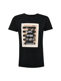 T-Shirt ''''Hustler Bar'''' schwarz / weiß / taupe / camel