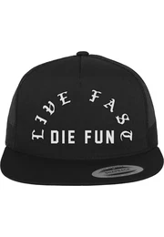 Mister Tee Trucker Cap Famous Live Fast Die Fun schwarz / weiß