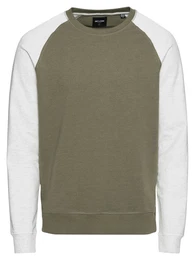 Only & Sons Sweatshirt RAGLAN COLOURBLOCK CN SWEAT hellgrau / oliv