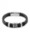 ROYAL-EGO Lederarmband mit Edelstahlverzierung schwarz / silber