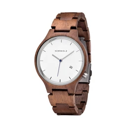 Kerbholz Uhr Lamprecht braun / weiß