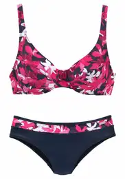 Bikiny marine modrá / pink / bílá