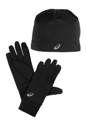 Set: Mütze und Handschuhe hellgrau / schwarz