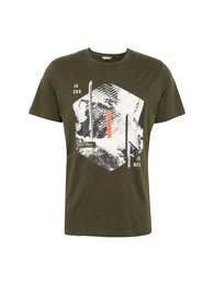 JACK & JONES T-Shirt JCOAUTUMN-FEELING TEE SS CREW NECK khaki / schwarz / perlweiß