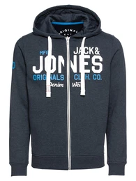 JACK & JONES Sweatjacke JORGRIN SWEAT ZIP HOOD dunkelblau / weiß