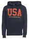 JACK & JONES Hoodie JORAUTHENTIQUE SWEAT HOOD dunkelblau / rot