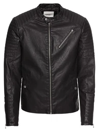 JACK & JONES Kunstlederjacke JORYOUR DAILY BIKER JACKET schwarz