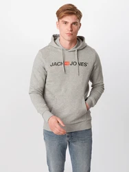 Jack & Jones Hoodie Corp Sweat Hood Kapuzen Sweatshirt Jumper Reg Fit (3477) graumeliert/orange/schwarz