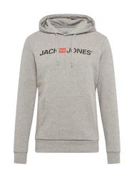 Jack & Jones Hoodie Corp Sweat Hood Kapuzen Sweatshirt Jumper Reg Fit (3477) graumeliert/orange/schwarz