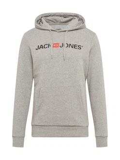 Jack & Jones Hoodie Corp Sweat Hood Kapuzen Sweatshirt Jumper Reg Fit (3477) graumeliert/orange/schwarz