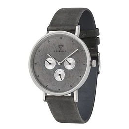 Kerbholz Uhr ''''Caspar'''' grau / silber