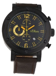 S.Oliver RED LABEL Armbanduhr SO-15159-LCR dunkelbraun / schwarz