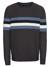 Pullover ''''structured sweater Pullover 1/1'''' navy / taubenblau / himmelblau / naturweiß
