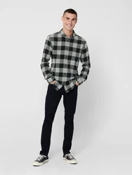 Only & Sons Hemd Gudmund hellgrau/schwarz