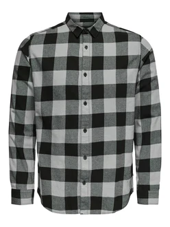 Only & Sons Hemd Gudmund hellgrau/schwarz