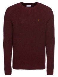 FARAH VINTAGE Pullover GARWAY - 9GG HALF CARDIGAN RAGLAN weinrot