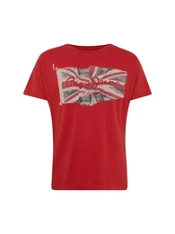 Pepe Jeans T-Shirt mit Union-Jack-Aufdruck Flag blau / rot / weiß