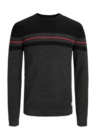JACK & JONES Strickpullover rot / schwarz / schwarzmeliert