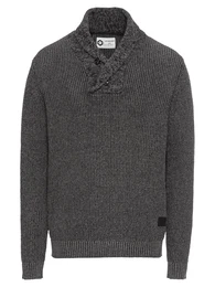 JACK & JONES Pullover JCOVINCENT KNIT SHAWL NECK dunkelgrau