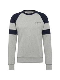 JACK & JONES Sweatshirt JORFRED SWEAT CREW NECK nachtblau / hellgrau