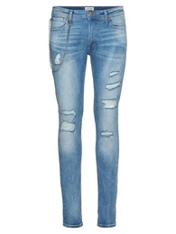 JACK & JONES Skinny Jeans im Destroyed-Look blue denim