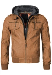 Kunstlederjacke ''''Aaron'''' braun / dunkelgrau