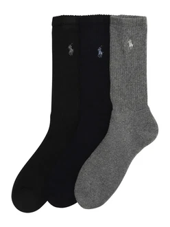 Polo Ralph Lauren Wäsche 'CREW W/PP-CREW-3 PACK' Socken blau/grau/schwarz Polo Ralph Lauren Wäsche 'CREW W/PP-CREW-3 PACK' Socken blau/grau/schwarz
