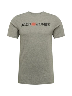 JACK & JONES JJECorp Logo Tee SS Crew Neck NOOS (12137126) graumeliert/pastellrot/schwarz