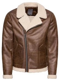 Jacke ''''Benno Pu Aviator Otw'''' braun / eierschale