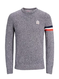 Strickpullover navy / graumeliert / rot / weiß