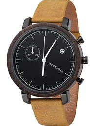 Kerbholz Uhr bronze / schwarz / weiß