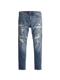 HOLLISTER Jeans MEDIUM SELF PATCH SUPER SKINNY 1CC blue denim