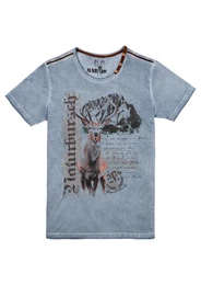 Trachtenshirt rauchblau / schwarz