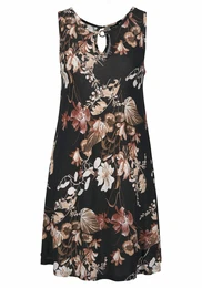 Šaty hnědá / rezavě červená / černá / bílá