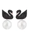 Swarovski Náušnice 'Iconic Swan'  růžově zlatá / černá / perlově bílá