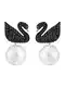 Swarovski Náušnice 'Iconic Swan'  růžově zlatá / černá / perlově bílá