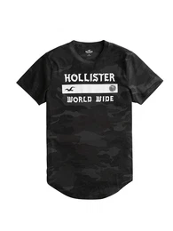 HOLLISTER T-Shirt grau / schwarz / weiß