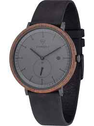 Kerbholz Herrenuhr ''''Anton Walnut'''' schwarz / braun / grau