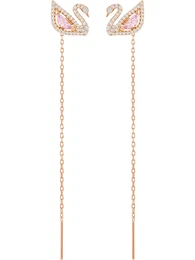 Náušnice 'Swan' růžově zlatá / pink / stříbrná